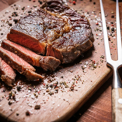 Dry-aged ribeye, cooked