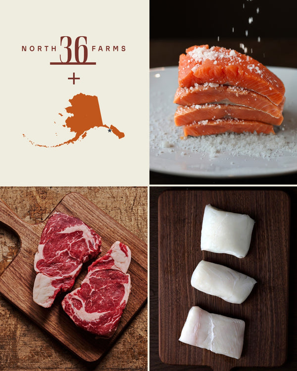 Surf & Turf: dry-aged ribeye with your choice of wild King salmon or halibut