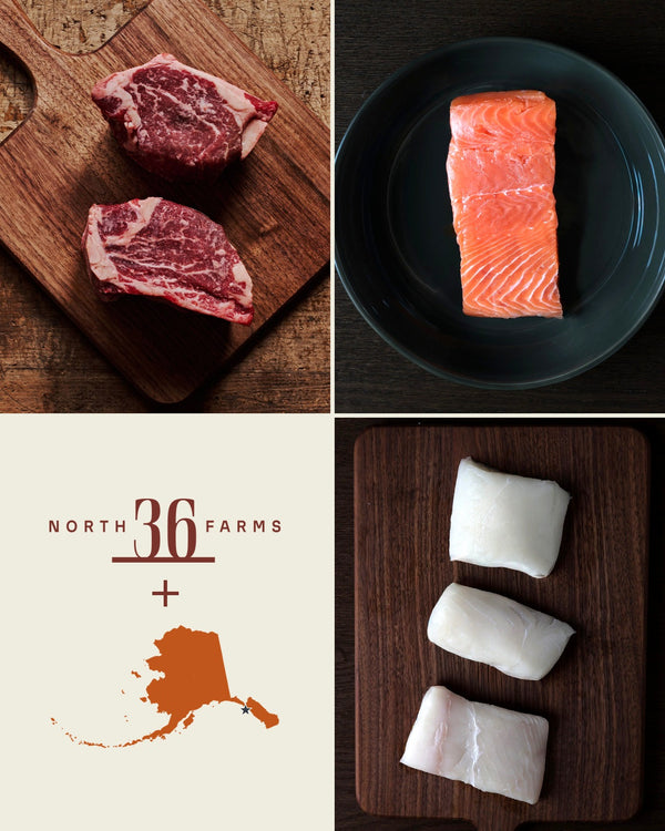 Surf & Turf Reserve: bone-in filet mignon with your choice of wild King salmon or halibut