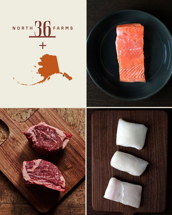 Surf & Turf Reserve: bone-in filet mignon with your choice of wild King salmon or halibut